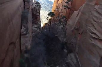 Video: Watch as wingsuited daredevil incredibly speeds through canyon