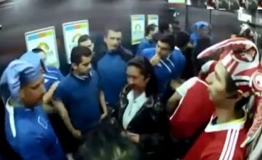 Video: Rival football fans combine for very mean but very funny elevator prank in Columbia