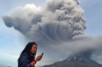 Amazing image of a volcanic eruption at Mount Sinabung in Indonesia