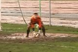 Video: Conveniently placed puddle prevents goal and prompts hilarious premature celebration in Lithuania
