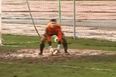 Video: Conveniently placed puddle prevents goal and prompts hilarious premature celebration in Lithuania