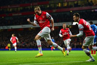 Video: Nicklas Bendtner scores a very earl goal for Arsenal