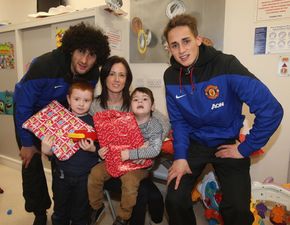 Pics: Some heartwarming moments as Manchester United players visit children’s hospital
