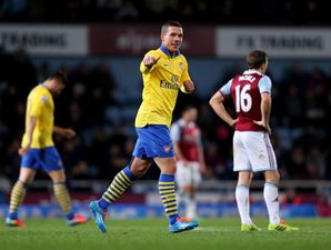 GIF: Lukas Podolski makes a goal scoring return against West Ham