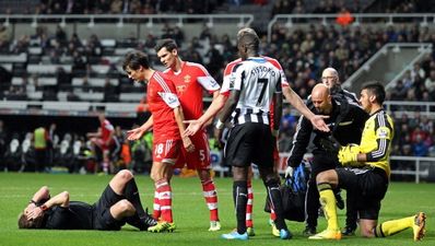 GIF: Referee Mike Jones knocked down in hilarious fashion during Newcastle v Southampton