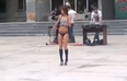 Video: Russian street performer interrupted by unlikely dance-off opponent