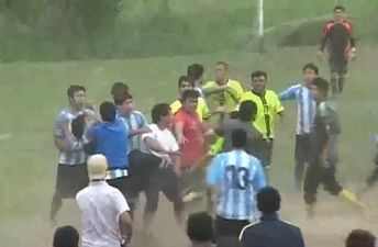 Video: Unbelievable brawl at an amateur football game in Chile ends in manager firing gunshots