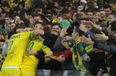 GIF: Nantes striker’s goal celebration prompts mad avalanche of fans in the stands after last-gasp winner