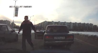 Video: Road raging Russian loses car door following minor altercation