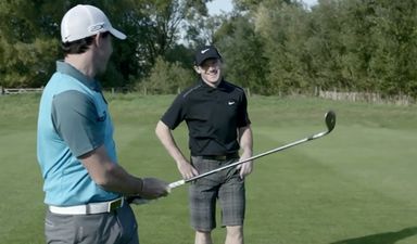 Video: Wayne Rooney takes on Rory McIlroy in Crossbar Challenge (with golf balls and footballs)