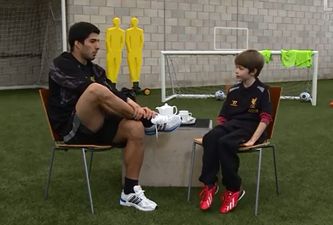 Video: Luis Suarez faces his toughest interview yet… by a ten-year old Liverpool fan