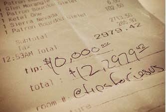 Mystery man leaves tips of over $10,000 for waiters