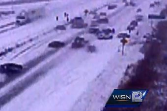 Video: Wintry conditions cause huge 40-car pile-up in Wisconsin