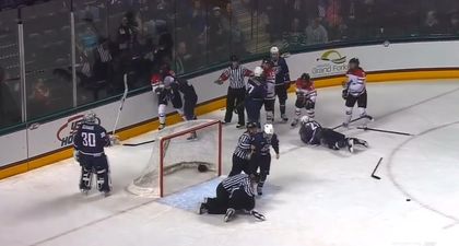 Video: Huge hit leads to a brawl between these two women’s ice hockey teams
