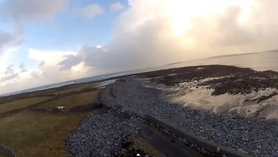 Video: The extent of the storm damage to one road on the Aran Islands