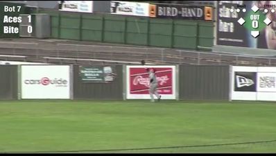 Video: Australian baseball player crashes through fence catching ball