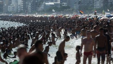 Pic: It’s busy enough down at the beach in Rio these days