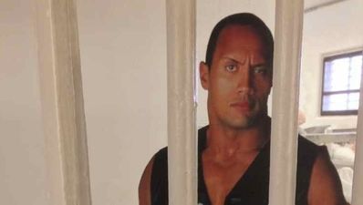 Pics: The Rock really loves the clever stuff one fan did with a life-size cut out of him