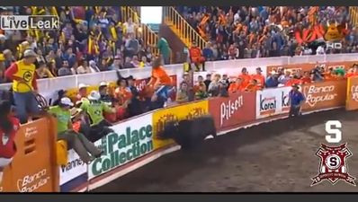 Video: Incredible footage of woman sent flying into the crowd by bull at a rodeo