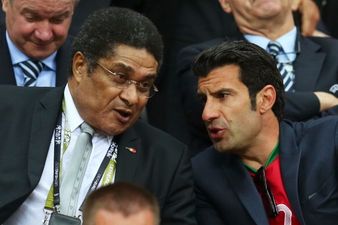 Pics: Eusebio’s coffin laid out in the centre of the pitch at the Estadio da Luz