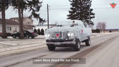Video: How cool is this? Truck made almost entirely of ice drives on Canadian streets