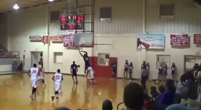 Video: Basketball player slam dunks and smashes the backboard in the process