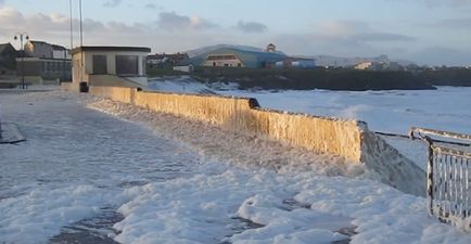 Video: Donegal beach is bizarrely covered in foam after stormy weather