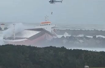 Video: Incredible footage of a cargo ship being destroyed by rough seas off the French coast
