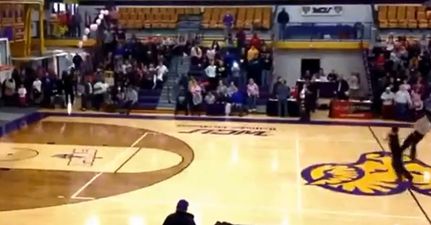 Video: College student makes amazing half-court shot; cruelly denied $10,000 prize