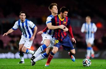Video: Two Real Sociedad players committed textbook GAA black card tackles on Lionel Messi last night