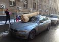 What a dick: Putin supporters strap giant wooden penis to Russian satirist’s car