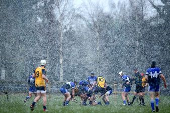 Video and pics: This is how snowy it was during the all-Dublin Fitzgibbon Cup clash today