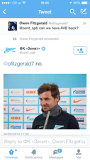 Tweet of the day: Spurs fan asks Zenit for AVB back…
