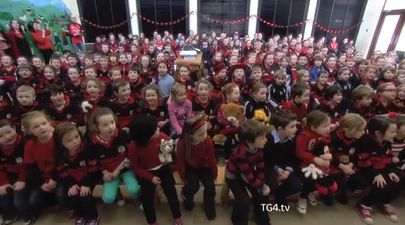 Video: Schoolkids pay tribute to Mount Leinster hurlers ahead of Monday’s hurling final at Croker
