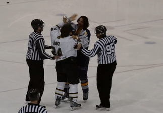 Video: Two hockey players high-five each other following brutal minute-long brawl