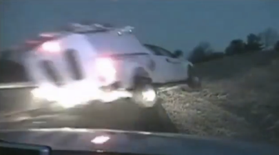 Video: US State Trooper nearly killed by flying pick-up truck