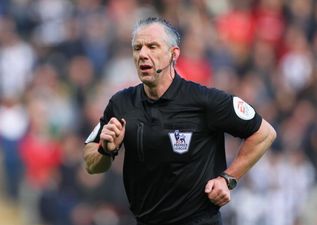 Vine: Referee Chris Foy is in the wrong place at the wrong time as the ball whacks him in the face