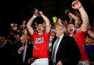 Video: Over-excited Cork fan falls off a wall during Munster under-21 final trophy presentation