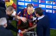 Video: A little girl gave Andres Iniesta a hug during his post-match interview last night… and just wouldn’t let him go