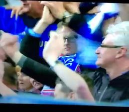 Vine: Chelsea fan and Pat Spillane lookalike makes offensive gesture towards Atletico Madrid fans