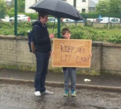 Pic of the day: The best sign ever as the Giro d’Italia passes through Cushendall in Co. Antrim