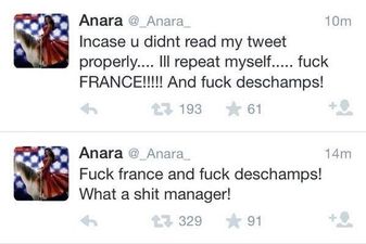 Tweet of the day: Samir Nasri’s girlfriend was not too pleased at his World Cup omission