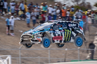 Video: Watch as Ken Block’s Ford Fiesta erupts into flames at the Top Gear Festival