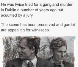 RTÉ post news story of gangland shooting with picture from True Detective