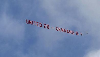 Pic: Manchester United fly a pointless message aimed at Steven Gerrard over Anfield