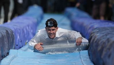 Video and pics: English city shuts down an entire street to put in a massive water slide