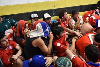 Vine: Chile fans storm the media centre of the Maracana before the Spain game
