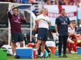 Pic: England physio gets injured celebrating their equaliser against Italy