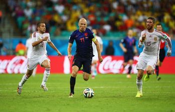 Arjen Robben ran faster than any footballer ever recorded on his way to score Holland’s fifth against Spain