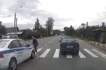 Video: Russian cop hits pedestrian on zebra crossing